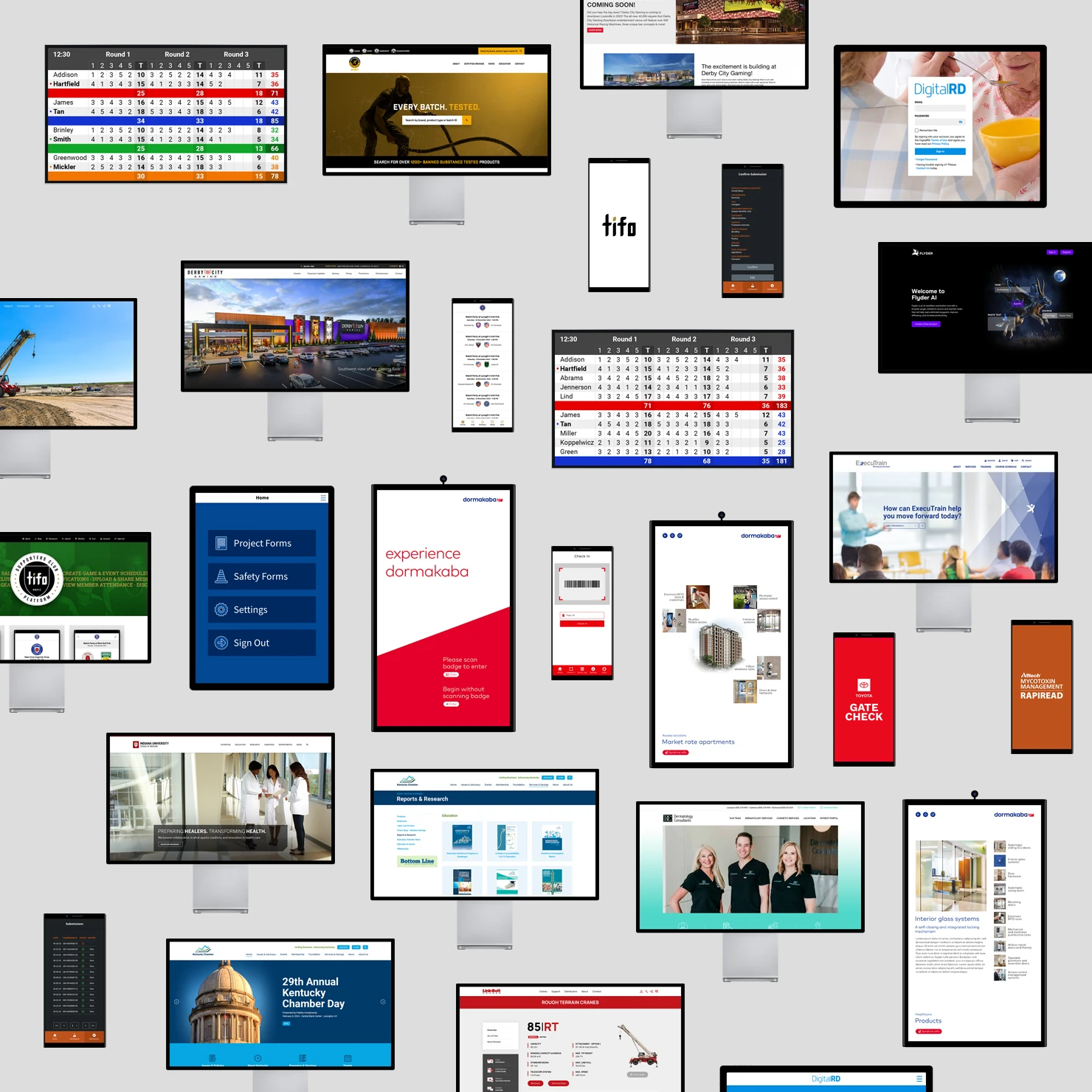 A collage of examples of Streamline's web, mobile and AI projects